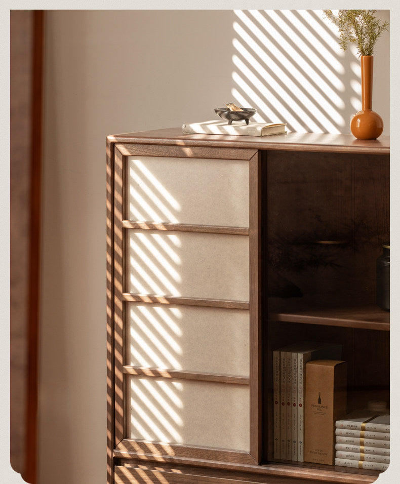 Black Walnut Solid Wood Storage Side Cabinet