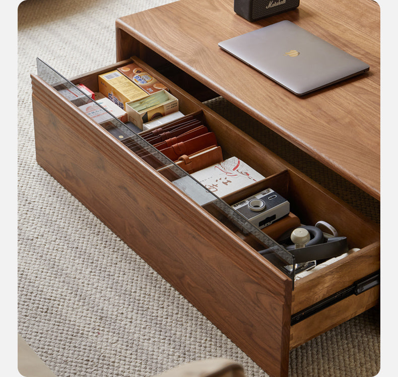 Black Walnut Solid Wood Coffee Table Modern Minimalist
