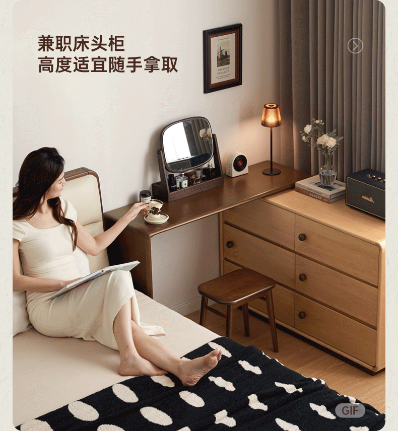 Beech Solid Wood Antique Style Vanity Table