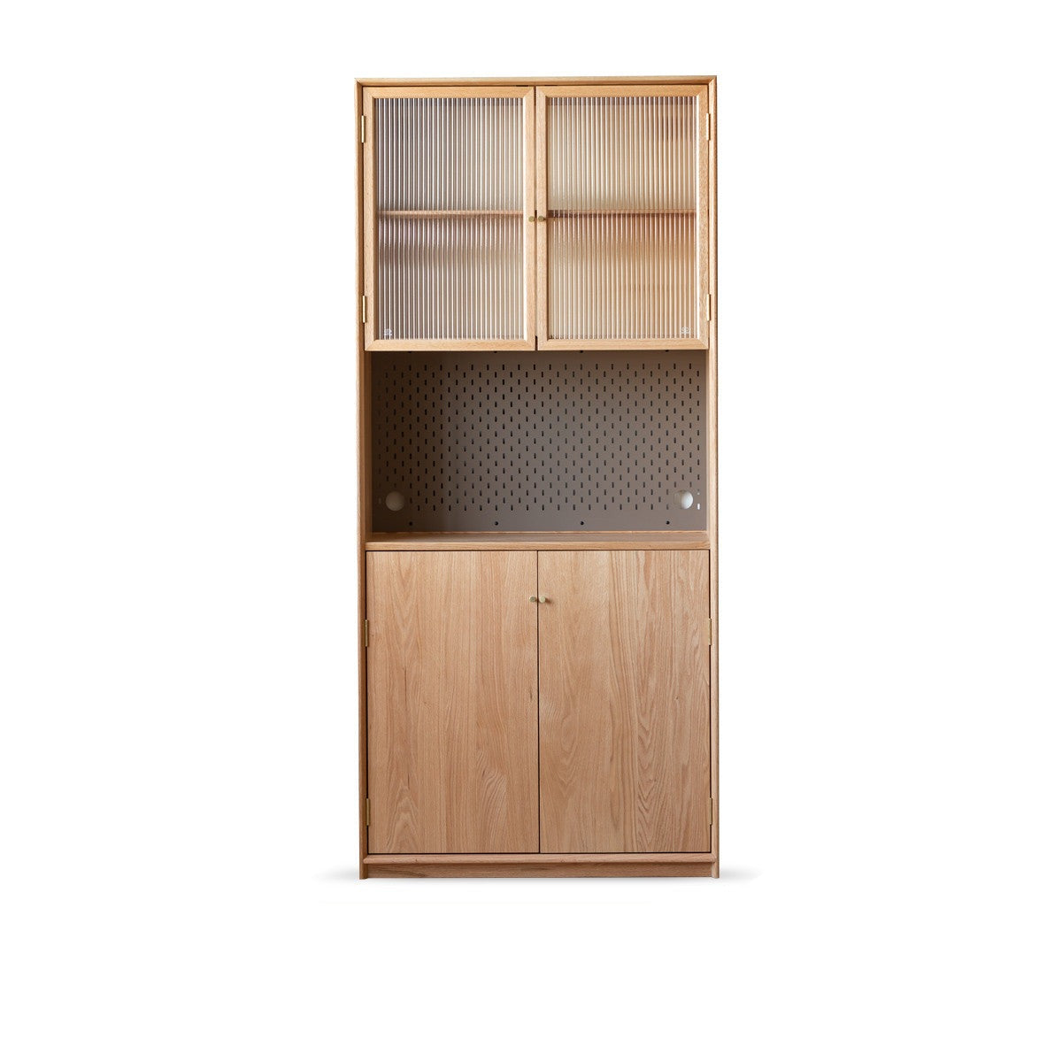 Oak Solid Wood Nordic Style Bookshelf with Floor Storage Cabinet