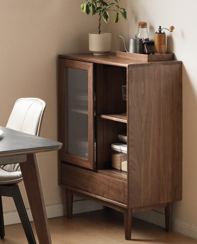 Black Walnut, Golden Sandalwood Solid Wood Side Cabinet North American FAS Grade