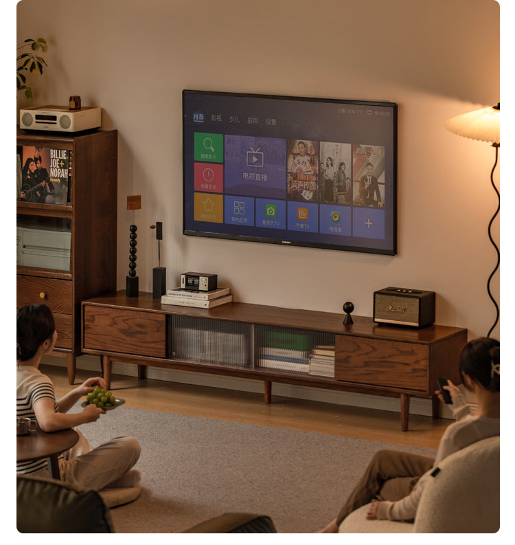 Oak Solid Wood Modern Simple Floor TV Cabinet.