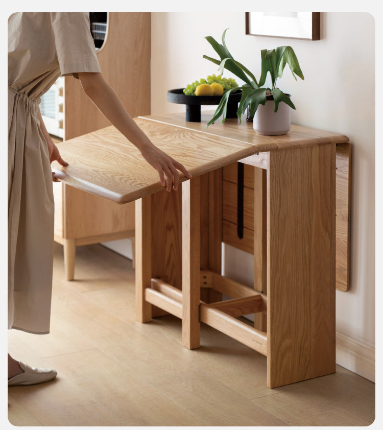 Oak Solid Wood Retractable Dining Table