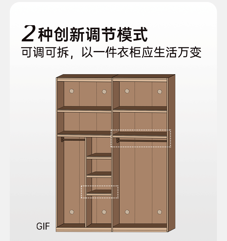Oak, Cherry Wood, Black Walnut Solid Wood Retro Style Skeleton Line Large Wardrobe.