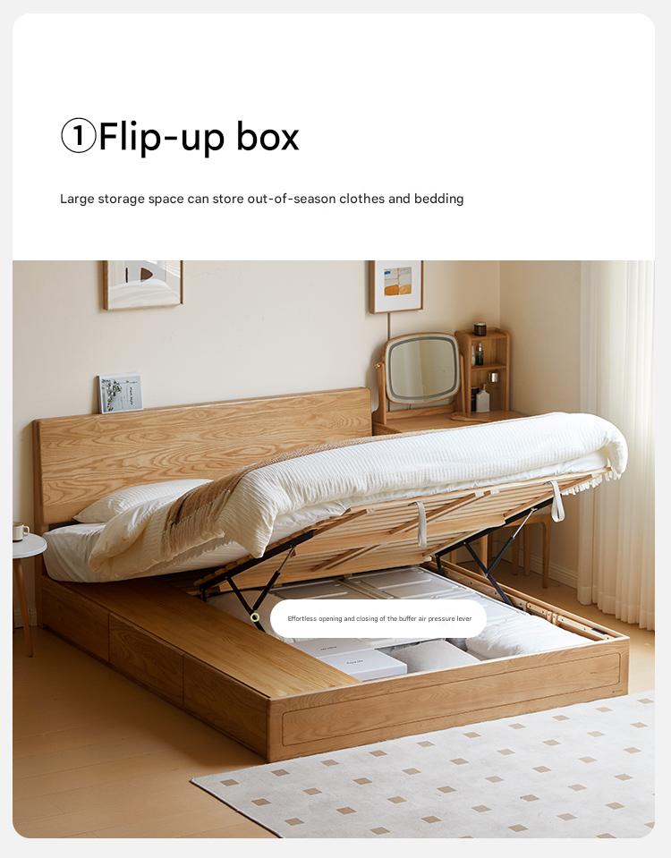 Ash, Oak, Black Walnut Solid Wood Box Bed Modern