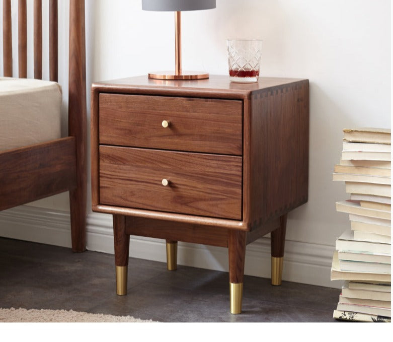 Black Walnut Solid Wood Nightstand.