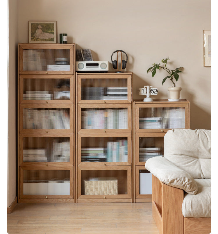 Oak Solid Wood Flipped Door Side Cabinet Free Combination