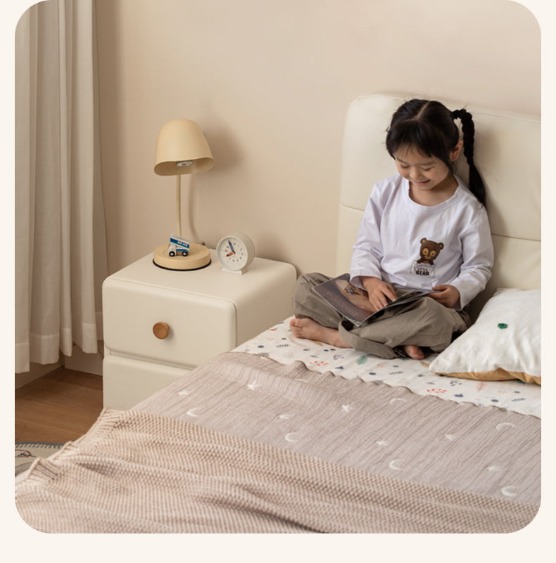 Organic Leather Cream Style Kids Nightstand