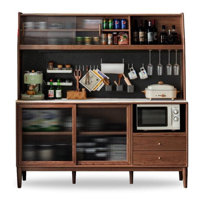 Ash Solid Wood Sideboard High Wine Cabinet Buffet