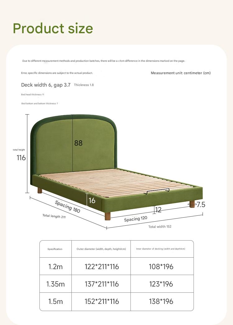 Fabric Children's Bed High Head Soft Bed