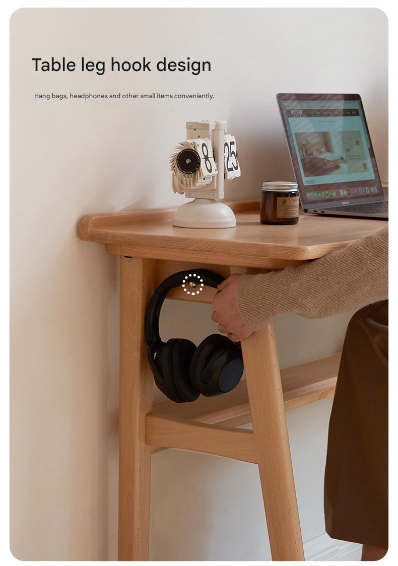 European Beech Solid Wood Ultra Narrow Writing Desk.