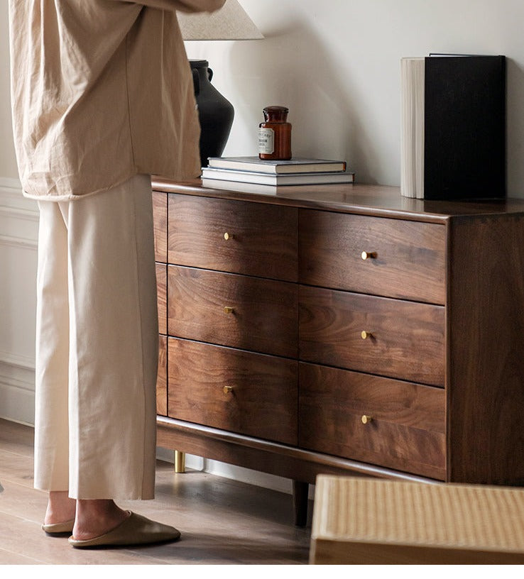 Black Walnut solid wood drawer, modern porch cabinet"
