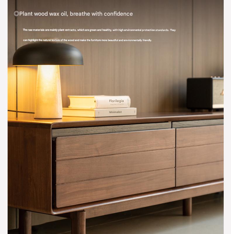 Black Walnut, Oak Solid Wood Floor Modern TV Cabinet.