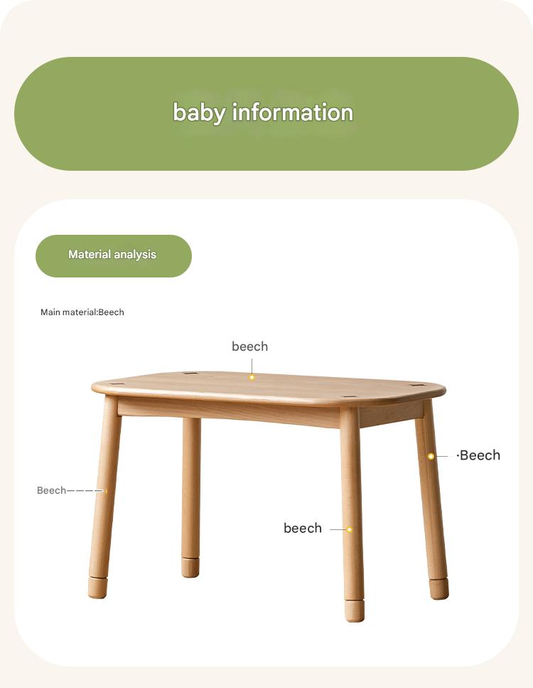 Beech Solid Wood Handmade Children's Table