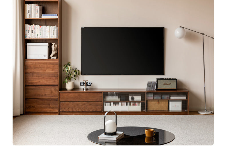 Oak, Solid Rubberwood TV Wall Cabinet.