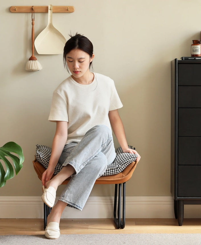 Oak Solid Wood, Fabric Sofa Footstool, Changing Stool