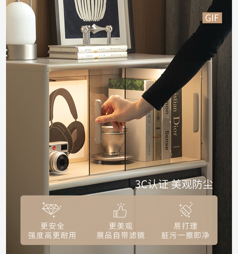 Poplar Solid Wood Italian Style Side Cabinet