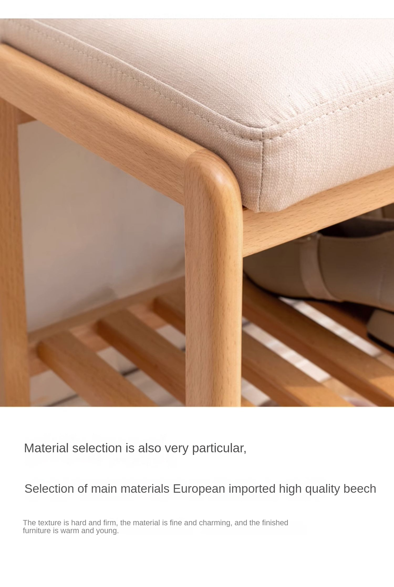 Beech Solid Wood Shoe Changing Stool