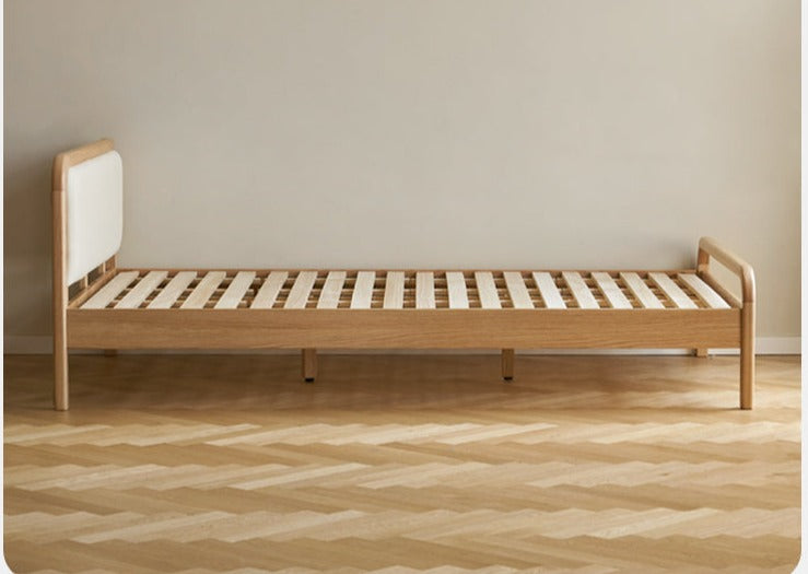 Oak solid wood children's bed with organic leather<