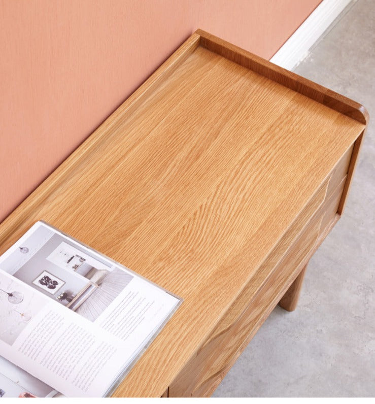 Oak solid wood TV stand sliding door"