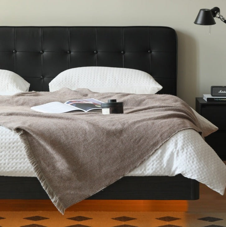 Black High-end Leather Suspension Bed