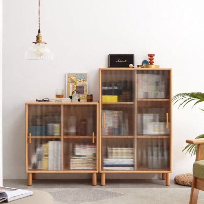 Beech Solid Wood Sliding Door Side Cabinet