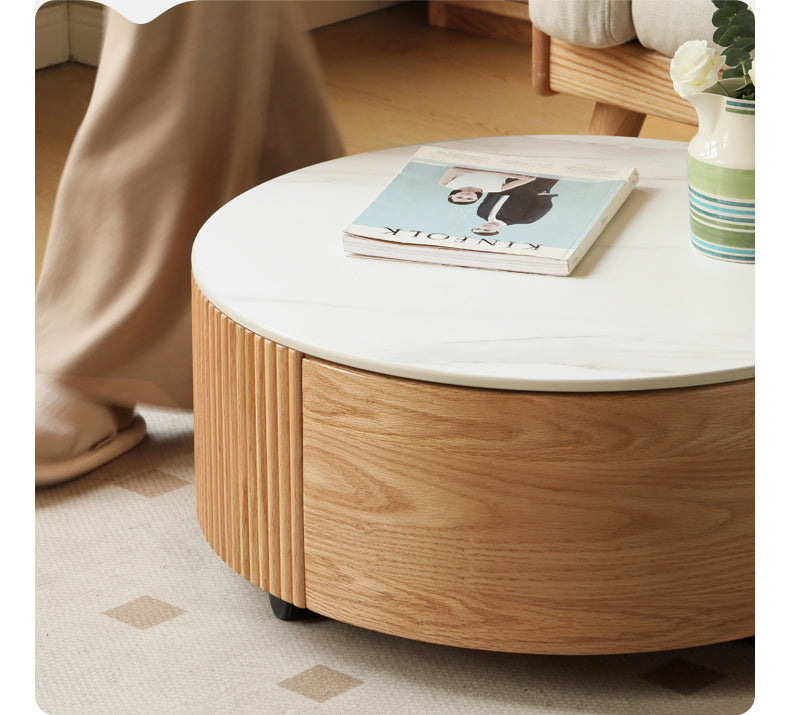 Oak Solid Wood Rock Plate Coffee Table