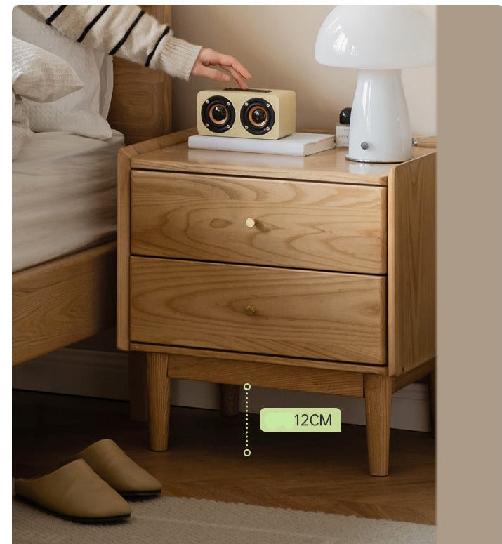 Ash Solid Wood Modern Nightstand.