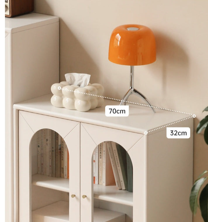 Solid RubberWood Bookcase With Door French Cream Style