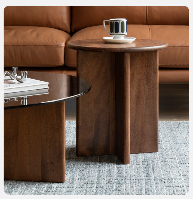 Black Walnut Combination Round Coffee Table