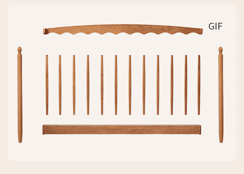 Cherry Solid Wood Soft Retro Bed