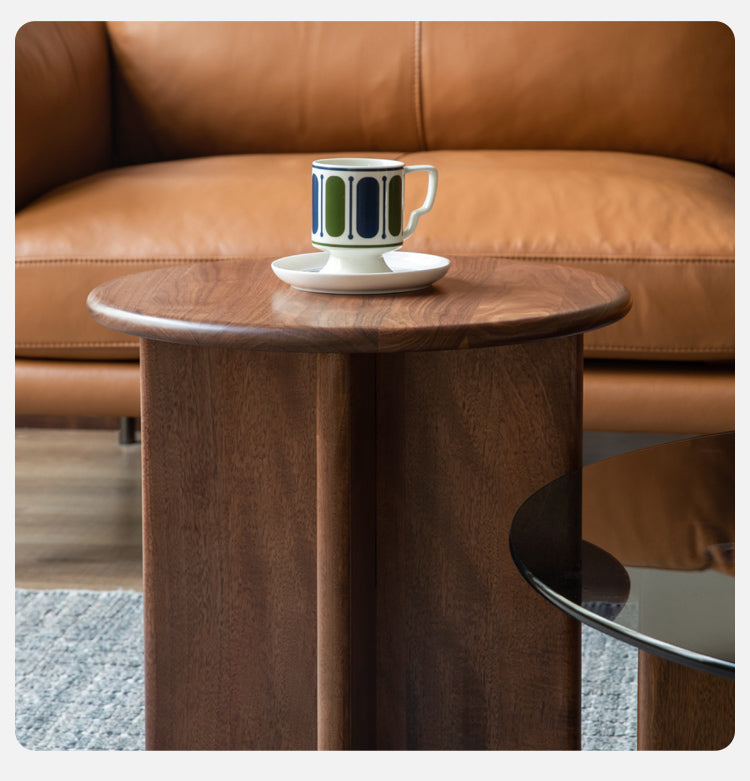 Black Walnut Combination Round Coffee Table