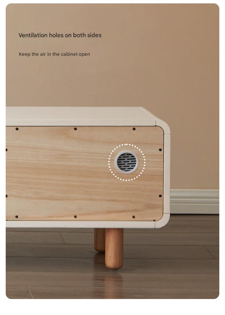 Solid Rubberwood White Floor TV Cabinet.