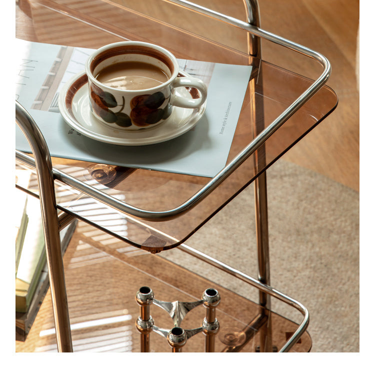 Mobile Storage Rack, Glass Dining Cart