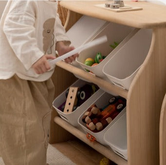 Poplar Solid Wood Kids Book, Toy Combination Storage Rack