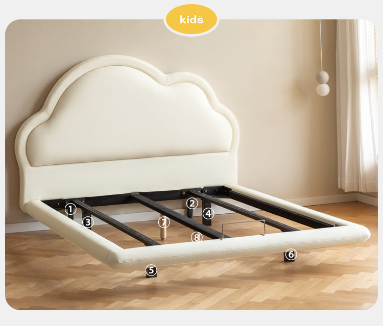 Сream style Organic Leather kid's Cloud Bed, suspended bed<
