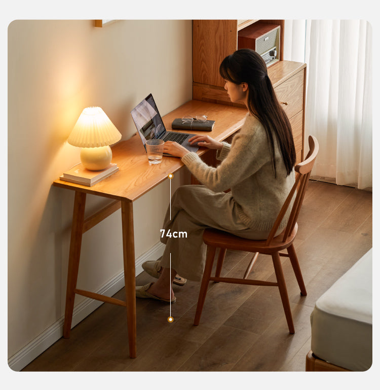 Cherry Wood Office Desk Narrow Vintage