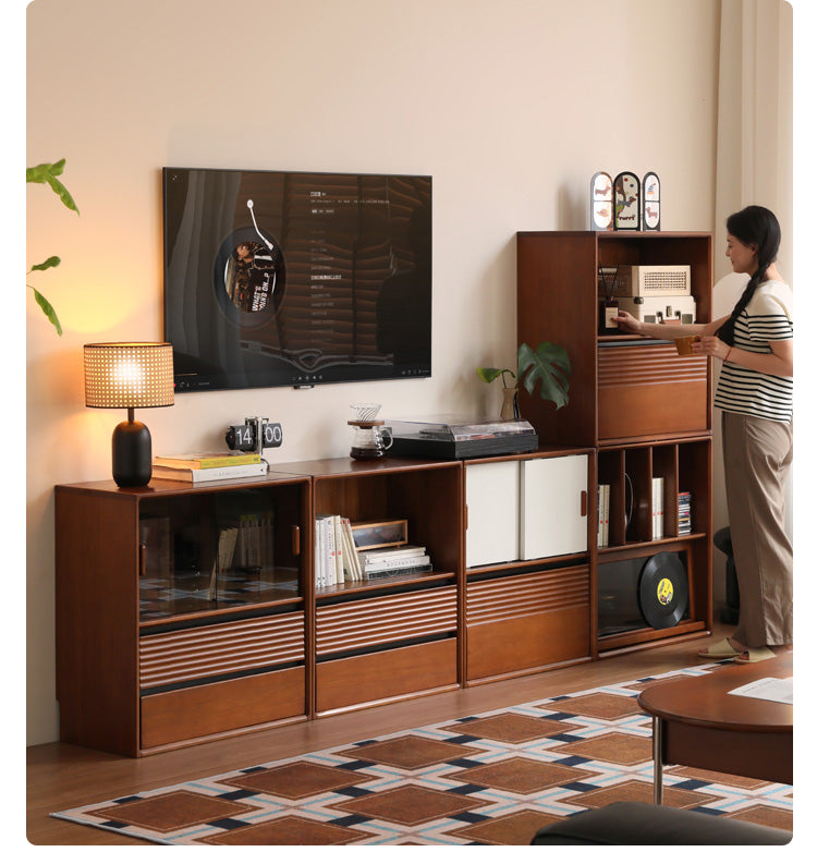 Poplar Solid Wood Antique Style Partition Bookcase