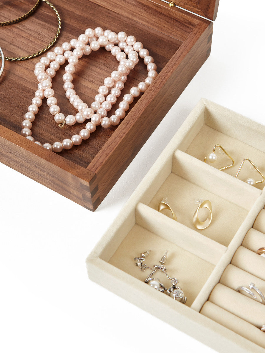 Black Walnut Solid Wood Storage Jewelry Box Transparent Display