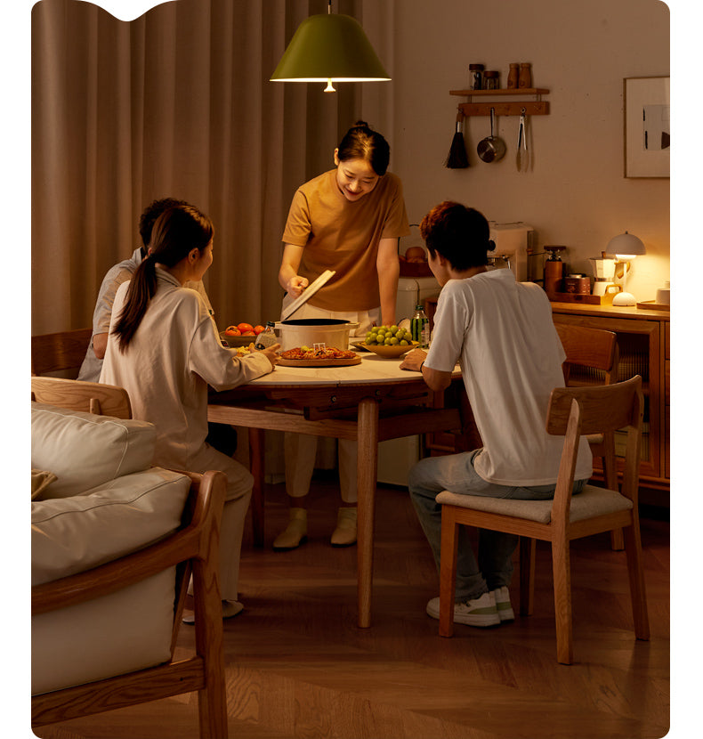Oak Solid Wood Folding Rock Board Expandable Dining Table