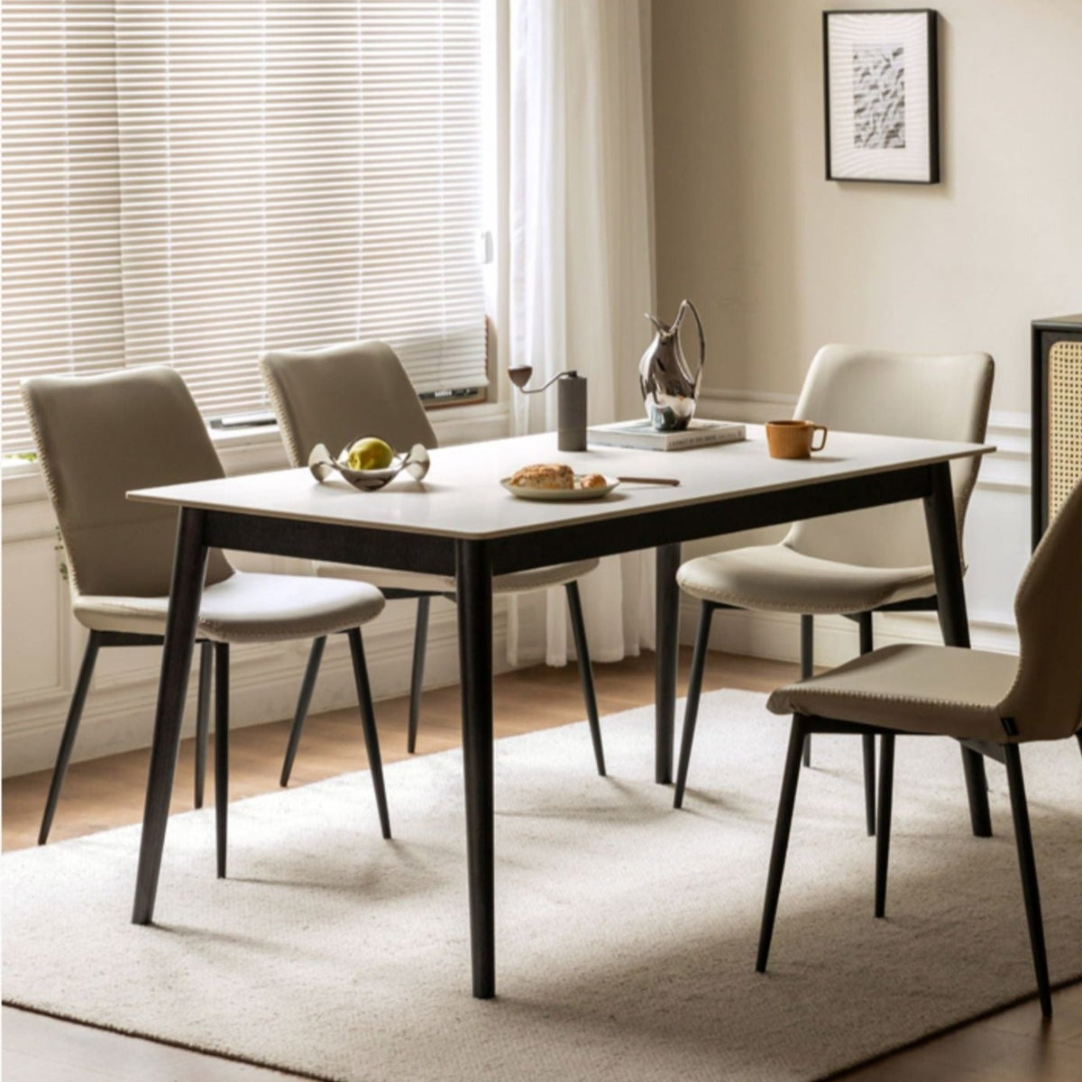 Solid Wood Rock Plate Dining Table Simple Small Household Table Italian ...