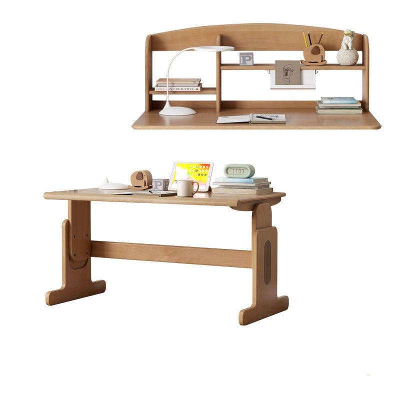 Beech Solid Wood Lifting Desk Bookshelf Combination