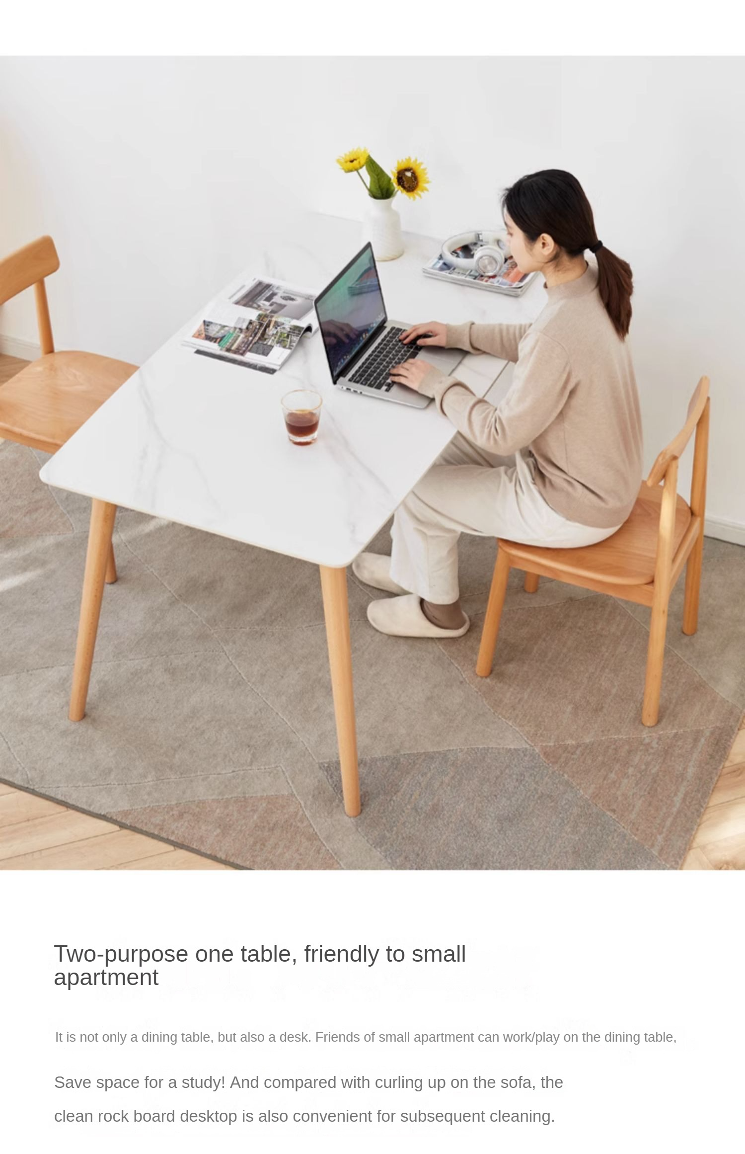 Beech Solid Wood Rock Plate Dining Table