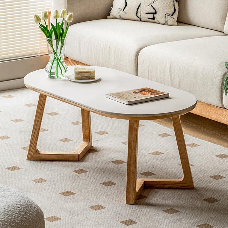 Oak Solid Wood Coffee Table Modern Slate