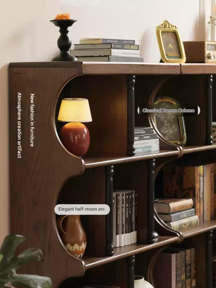 Oak Solid Wood French Retro Bookcase.