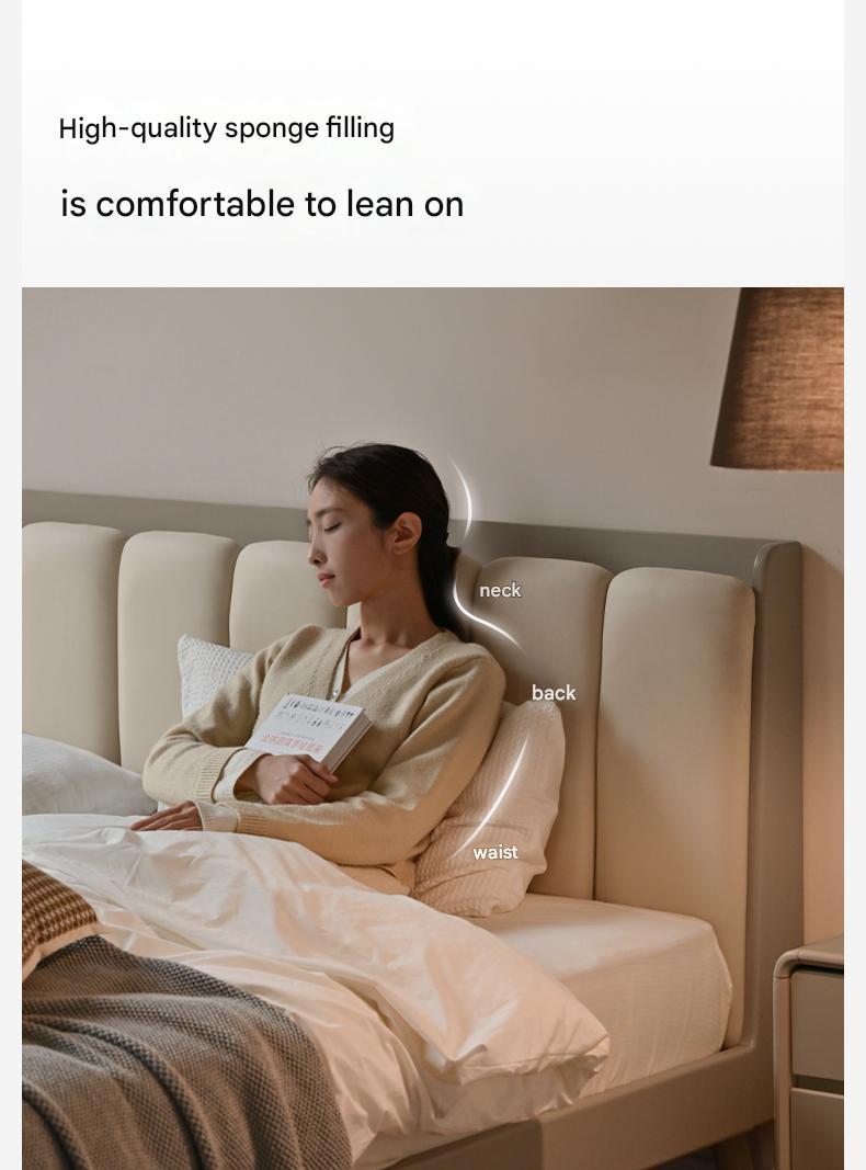 Oak, Poplar Solid Wood Piano Key Bed, Technology Cloth