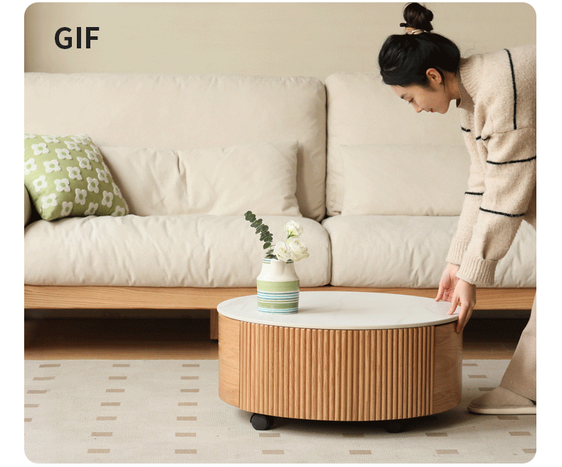 Oak Solid Wood Rock Plate Coffee Table