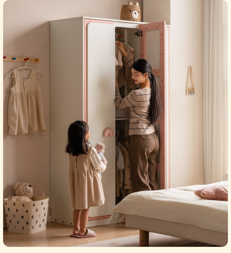 Solid RubberWood Kids Modular Wardrobe Closet with Multi-Size Storage Options