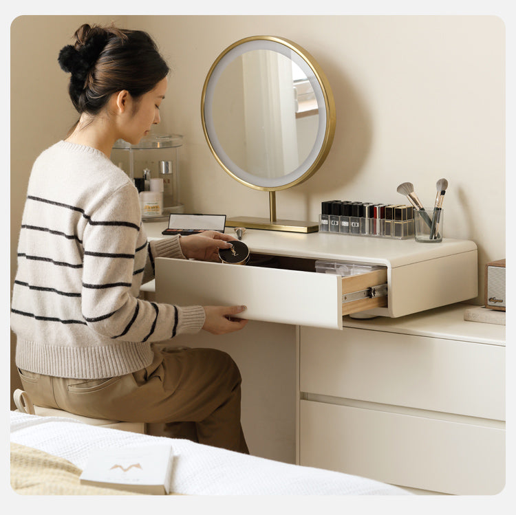 Poplar Solid Wood, Solid Rubberwood L-Shape Dressing Table