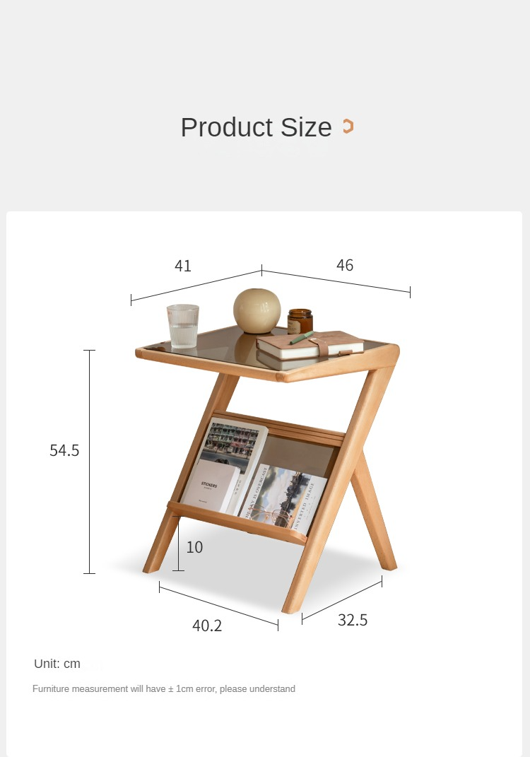 Beech Solid wood side glass creative corner)